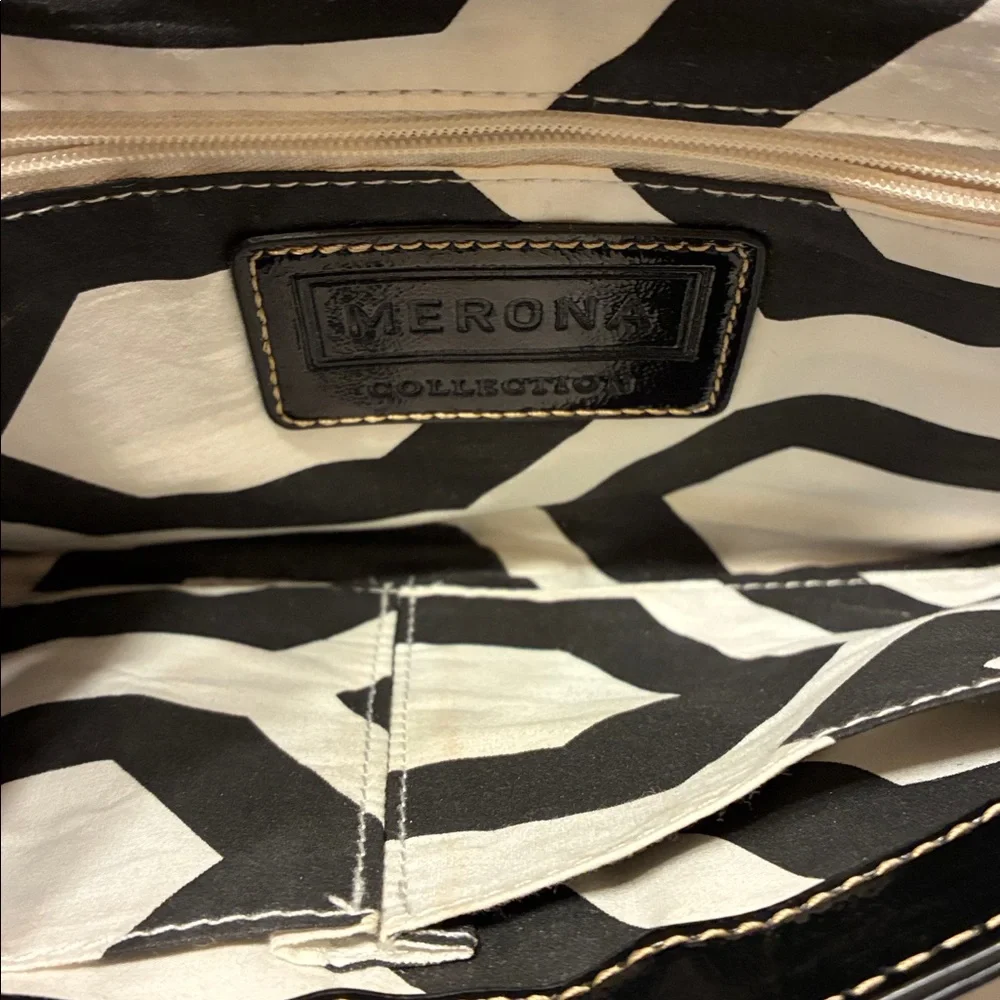 Merona Black‎ Leather Shoulder Bag with Chain Strap